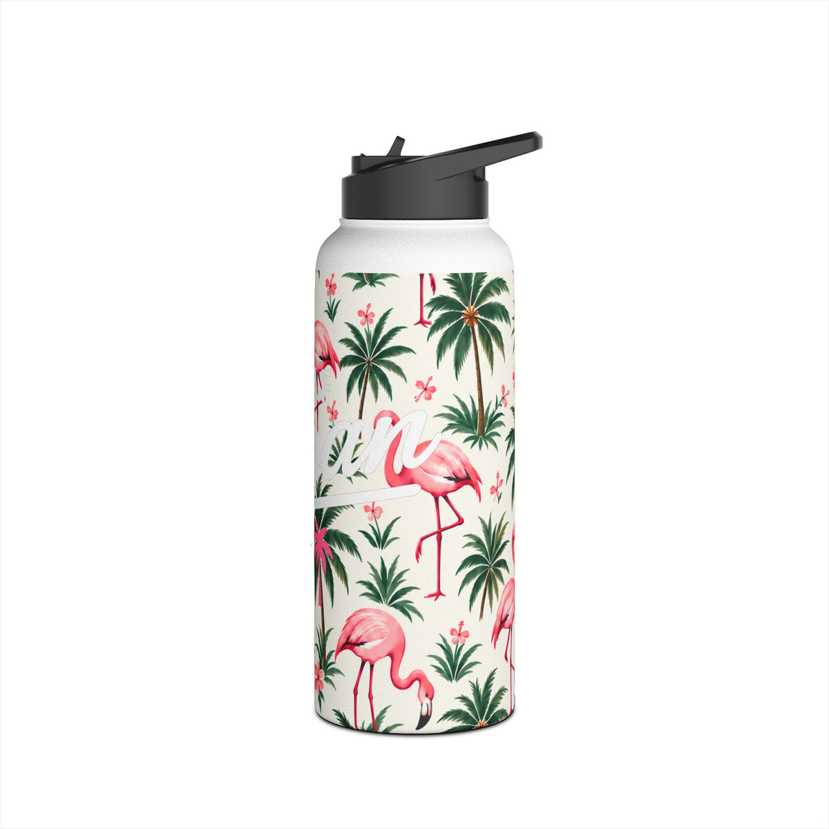 Flamingo Palm Stainless Steel Water Bottle – Tropical Print Travel Bottle — product image 12