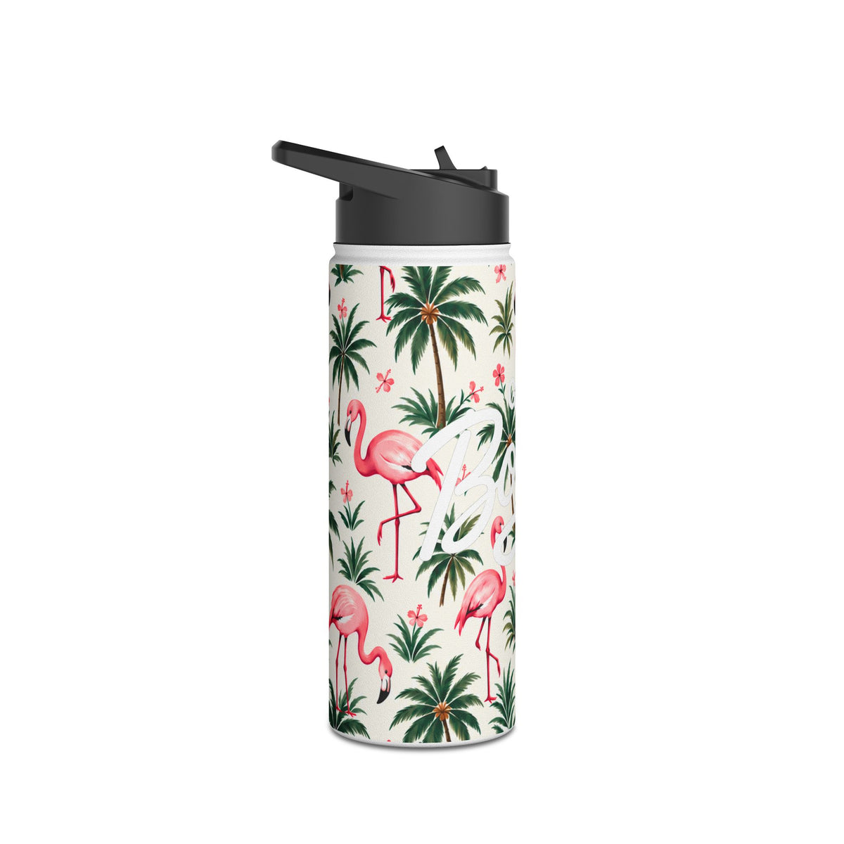 Flamingo Palm Stainless Steel Water Bottle – Tropical Print Travel Bottle — product image 8