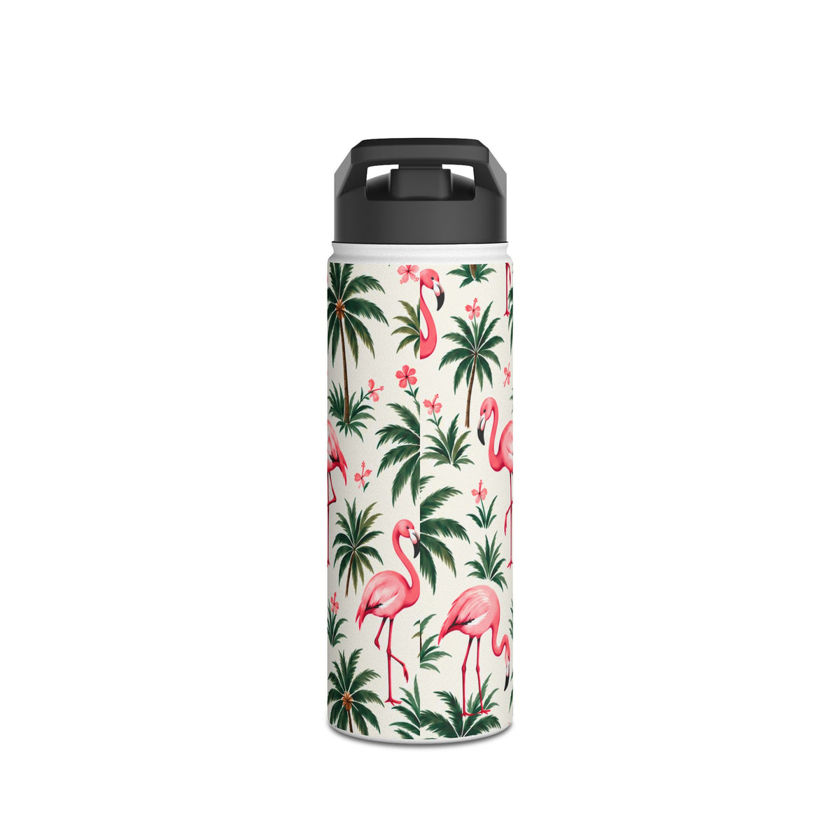 Flamingo Palm Stainless Steel Water Bottle – Tropical Print Travel Bottle — product image 7