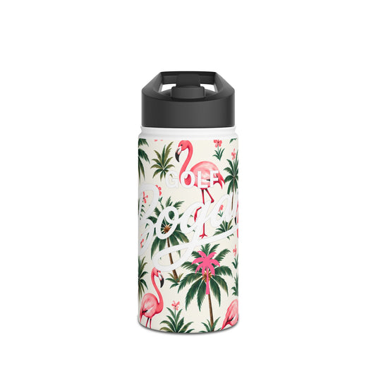 Flamingo Palm Stainless Steel Water Bottle – Tropical Print Travel Bottle — product image 1
