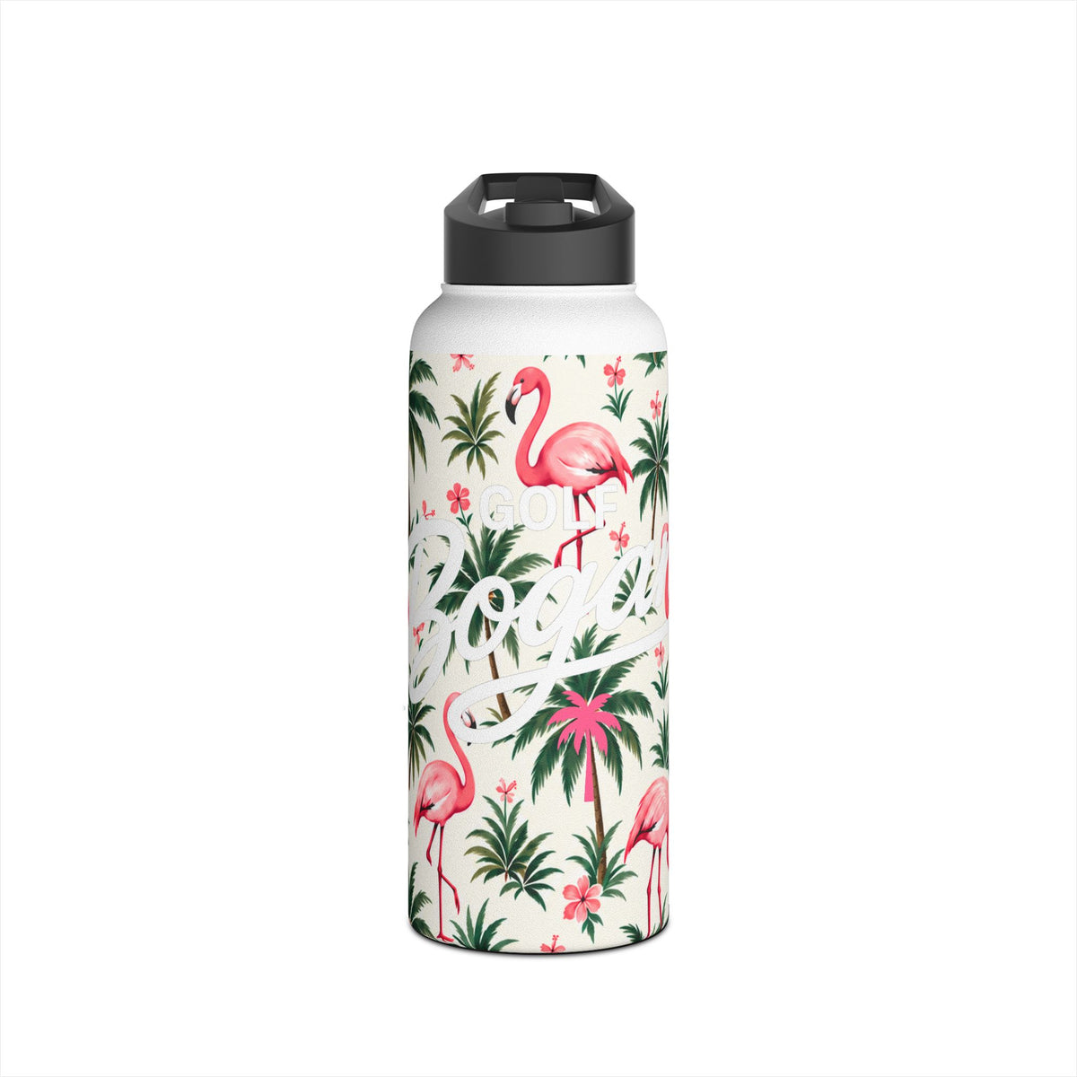 Flamingo Palm Stainless Steel Water Bottle – Tropical Print Travel Bottle — product image 3